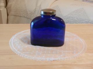 Vintage Vanity Bourjois Cobalt Blue Glass Bottle With Lid