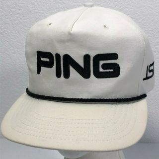 Vintage Ping Golf Ist Cushin Hat Usa Made White Leather Strapback Ball Cap