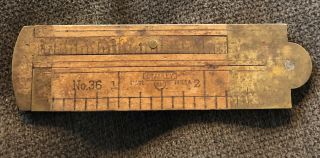 Vintage Stanley 36 - 1/2 Boxwood And Brass 12 " Ruler