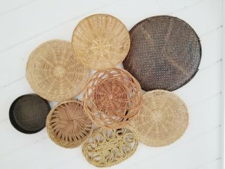 Vintage Wicker Basket Wall | Large Brown |wall Decor |rattan Baskets | Set Of 8
