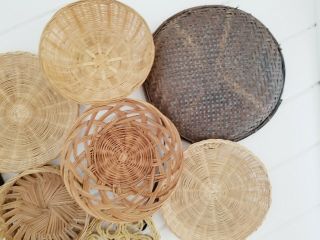 Vintage Wicker Basket Wall | Large Brown |Wall Decor |Rattan Baskets | Set of 8 4