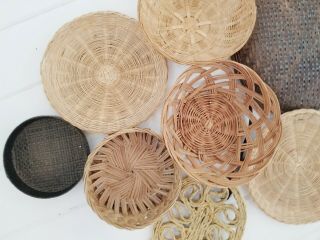 Vintage Wicker Basket Wall | Large Brown |Wall Decor |Rattan Baskets | Set of 8 5