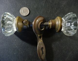 Vintage Glass Door Knob Brass Hardware