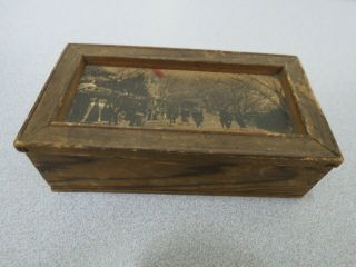 Vintage Wood Cedar Trinket Jewelry Box With Image Japan