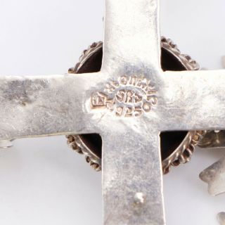 VTG Sterling Silver - MEXICO TAXCO Onyx Iron Cross Dangle Pendant - 13g 5