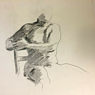Vtg Male Physique Nude Pencil Sketch Drawing By William Anton Kleiner Gay Int 3