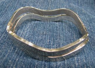 Pair Matching Vintage Mexican Sterling Silver Hinged Bangle Bracelets 49.  08 Grms 4