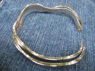Pair Matching Vintage Mexican Sterling Silver Hinged Bangle Bracelets 49.  08 Grms 5