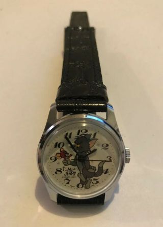 Vintage Tom & Jerry Character Watch Wind Up 4 Repair Mgm Tom Holding Jerry Rare