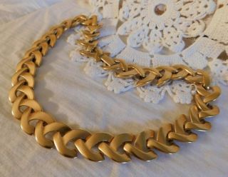 Krementz Vintage Polished Matted Gold Chain Necklace 17 1/2 " By 2/3 " Signed