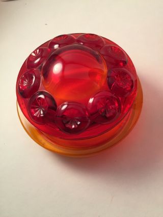 Vintage LE Smith Amberina Ruby Red Large Moon & Stars 11” Canister 7