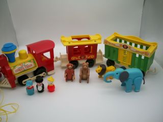 Vintage Fisher Price Little People Circus Train W/ Animals & People