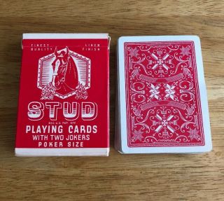 Vintage Stud Playing Cards Poker Size Red Deck Horse W/ 2 Jokers