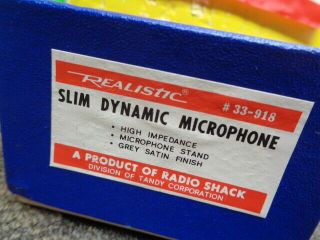 ESTATE NOS VINTAGE REALISTIC SLIM DYNAMIC MICROPHONE RADIO SHACK CAT.  33 - 918 2