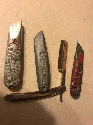 Vintage Utility Knife Box Cutters,  Straight Razor