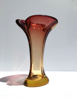 Stunning Vintage Murano Art Glass Vase Seguso Poli Sommerso Mid Century Modern