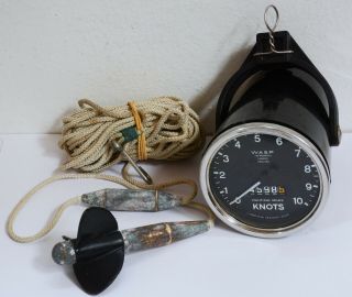 Vintage Wasp Instruments Knot Log / Speedometer Gauge In Housing Mount.  Boat