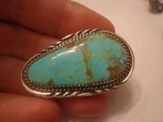 Vintage Sterling Silver Navajo Turquoise Brooch Pendant