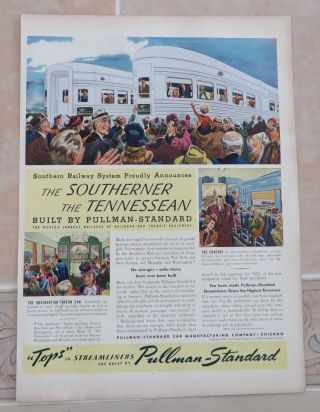 1945 Print Ad Pullman - Standard Southerner Tennessean Vintage Art