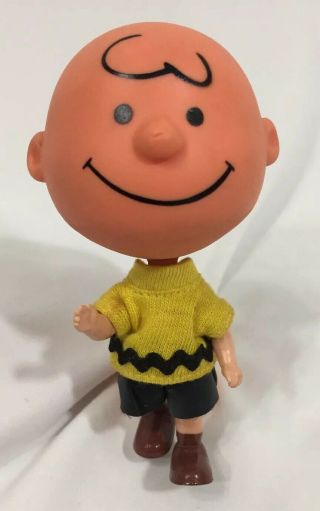 Vintage /vtg 1968 Mattel Peanuts Charlie Brown Push Toy 5” Tall