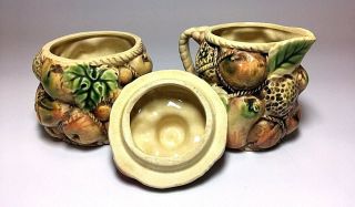 Vintage 1960 ' s Tilso Hand Painted Ceramic Creamer And Sugar Bowl With Lid Japan 6