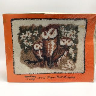 Vintage Family Of Owls Latch Hook Kit American Family Crafts Rug Wall Hanging