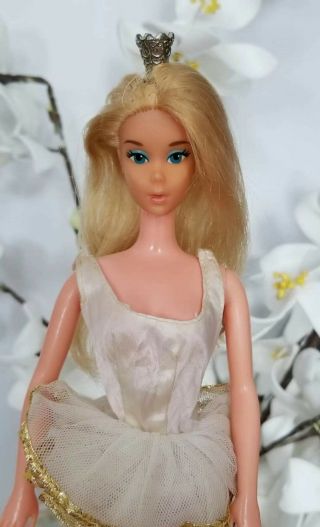 1976 Vintage Ballerina Barbie Doll In Outfit With Crown Honey Blond