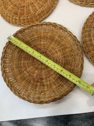 Set Of 4 Vintage Wicker Rattan Bamboo Paper Plate Holders 10” 4