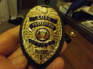 Vintage Obsolete Loss Prevention Shield Badge With Leather Belt Clip