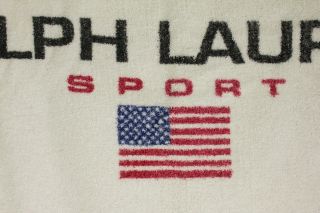 Vintage Ralph Lauren Polo Sport Beach Towel White Red Basketball Polo Bear 90 ' s 5