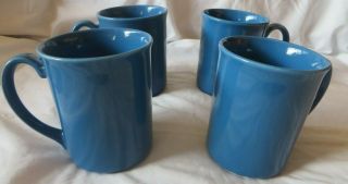 Vintage Four Corning Bv G9 Blue Coffee Mugs/tea Cups 3 7/8 " Tall