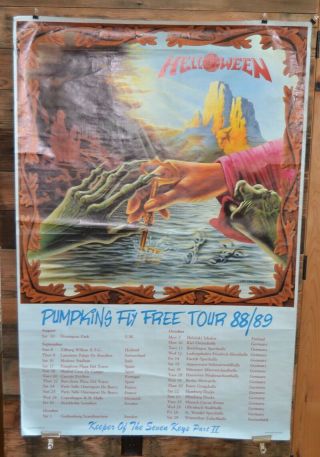 Vtg Helloween Pumpkin Fly Tour Concert Poster Keeper Of Seven Keys Part Ii