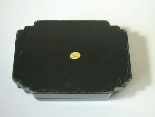 Vintage Black Lacquer Korean Box | Art Deco Geometric Inlay Box Korea Asian 3