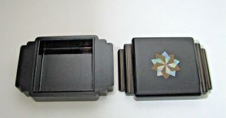 Vintage Black Lacquer Korean Box | Art Deco Geometric Inlay Box Korea Asian 5
