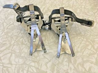 Vintage Shimano 600 Ultegra Pd - 6400 Pedals Tricolor With Toe Clips And Straps