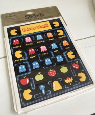 Vintage Stickers 80 ' s Pac - Man 4 Sheets Hallmark 1982 2