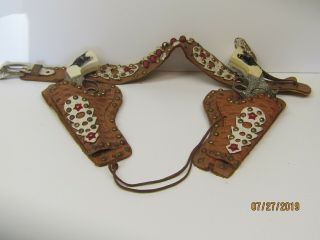 Vintage Hubley Texan Jr.  Pistols With Double Holster,