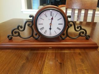 Bulova Wooden Clock,  Tabletop Mantle Desk Table Top Shelf Decor,  Antique Style