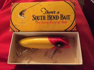 Vintage South Bend Bass Oreno Wooden Lure,  3 Hooks