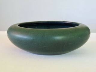 Vintage Arts And Crafts Matte Green Pottery Bowl
