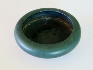 Vintage Arts and Crafts Matte Green Pottery Bowl 2