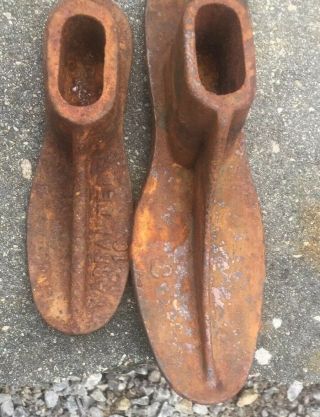 Vintage WARRANTED Cast Iron Cobblers Shoemakers Shoe Repair 2 Stands w/4 Forms 3