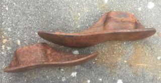 Vintage WARRANTED Cast Iron Cobblers Shoemakers Shoe Repair 2 Stands w/4 Forms 4