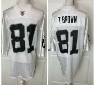 Tim Brown Vintage Mens Oakland Raiders Nfl Football White Reebok Jersey Size Xl