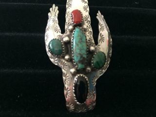 Vintage 925 Sterling Silver Cactus Pin Or Pendant