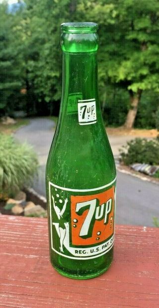 Rare - 1946 7up 7 Oz.  - Bottle " The Fresh Up Drink " - Greenville,  Sc - Vintage