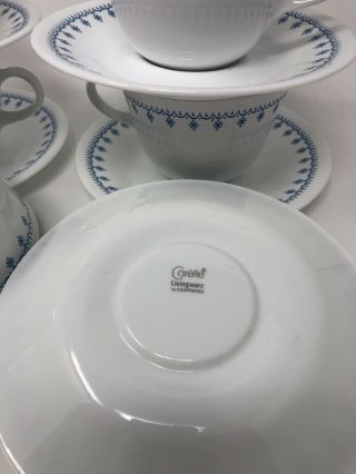 Vintage Corelle Livingware Blue Snowflake Garland Set of 5 Cups & Saucers 5