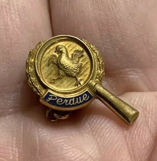 Vintage Perdue Chicken Service Award Lapel Pin.  1/10th 10k Gold Signed Lgb.
