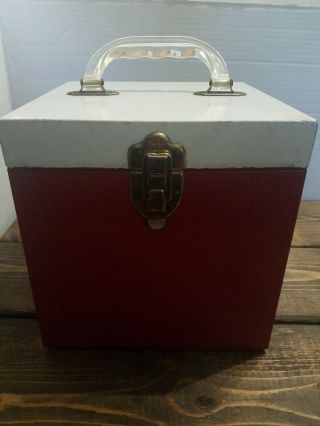 Vintage Metal 45 Rpm Record - Empty - Storage & Carry Case Lucite Handle 1950s