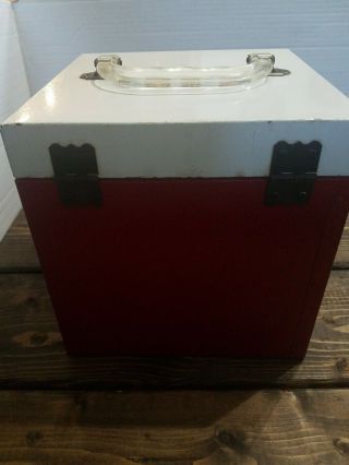 Vintage Metal 45 rpm Record - Empty - Storage & Carry Case Lucite Handle 1950s 6